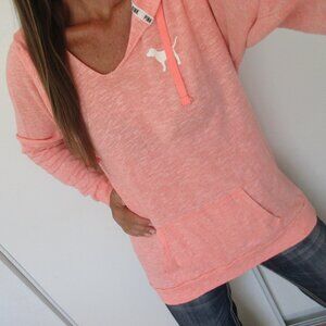 PINK Victoria's Secret Hoodie Size Large Neon Lightweight Tunic Sweatshirt